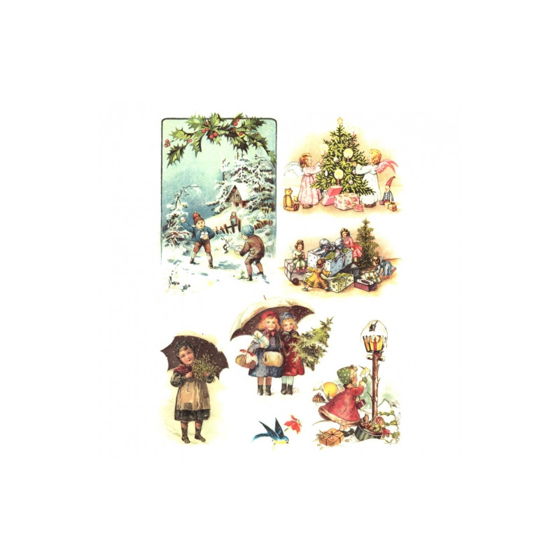 Rice decoupage paper christmas kids A4 ITD R455