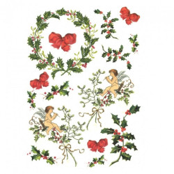 Papier ryżowy do decoupage jemioła ostrokrzew A4 ITD R203 - Sklep plas