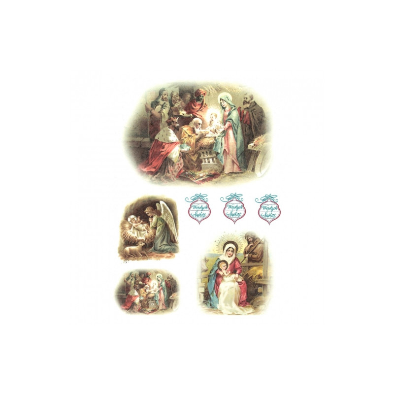 Rice decoupage paper christmas stable A4 ITD R270