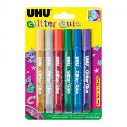 UHU glitter glue orginal 6x10ml - klej brokatowy - sklep plastyczny -