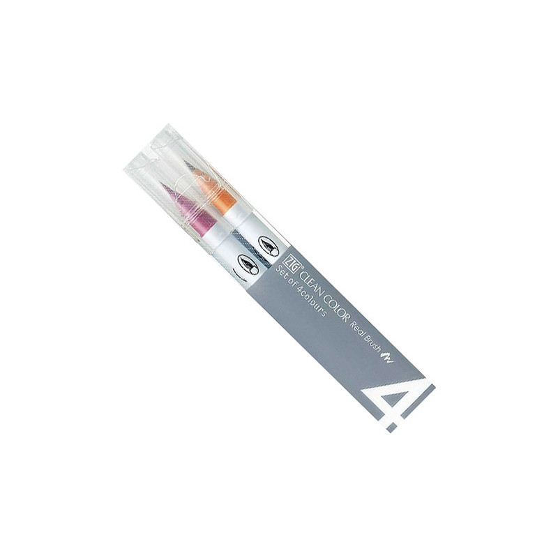 Kuretake clean color real brush deep colors set of 4 markers - szal ar