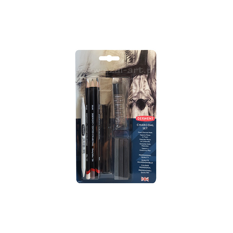 Derwent charcoal zestaw 10 różnych węgli - sklep plastyczny - szał dla