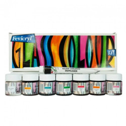Fevicryl glass color zestaw farb do szkła 7x10ml + konturówka - sklep
