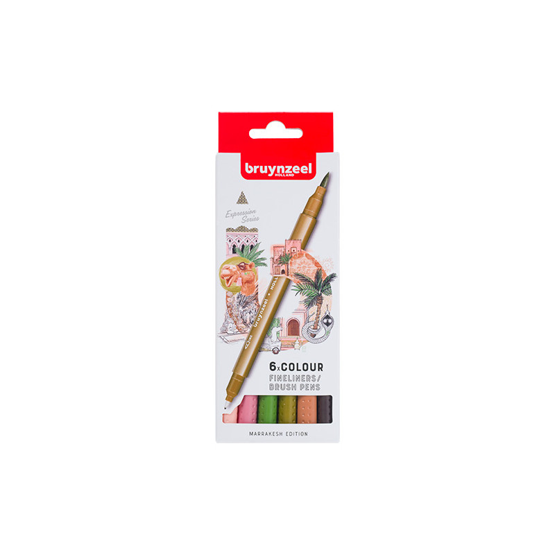 Bruynzeel fineliners brush pen marrakesh zestaw 6 sztuk - sklep plasty