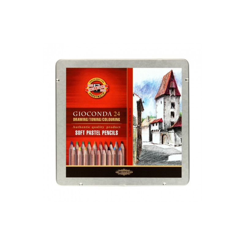 Koh-i-noor gioconda a set of 24 dry wood pastels metal pack