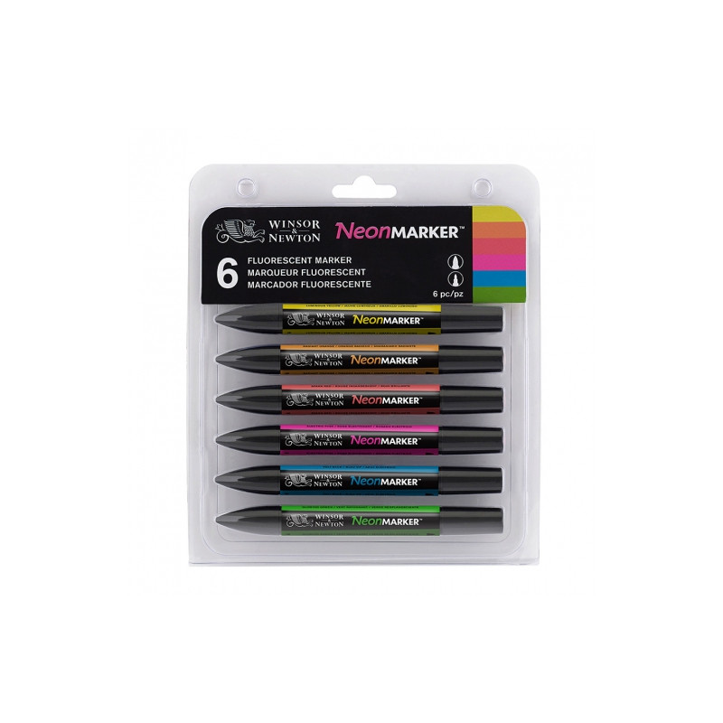 Winsor&Newton promarker neon zestaw 6 kolorów 0290136 - sklep plastycz