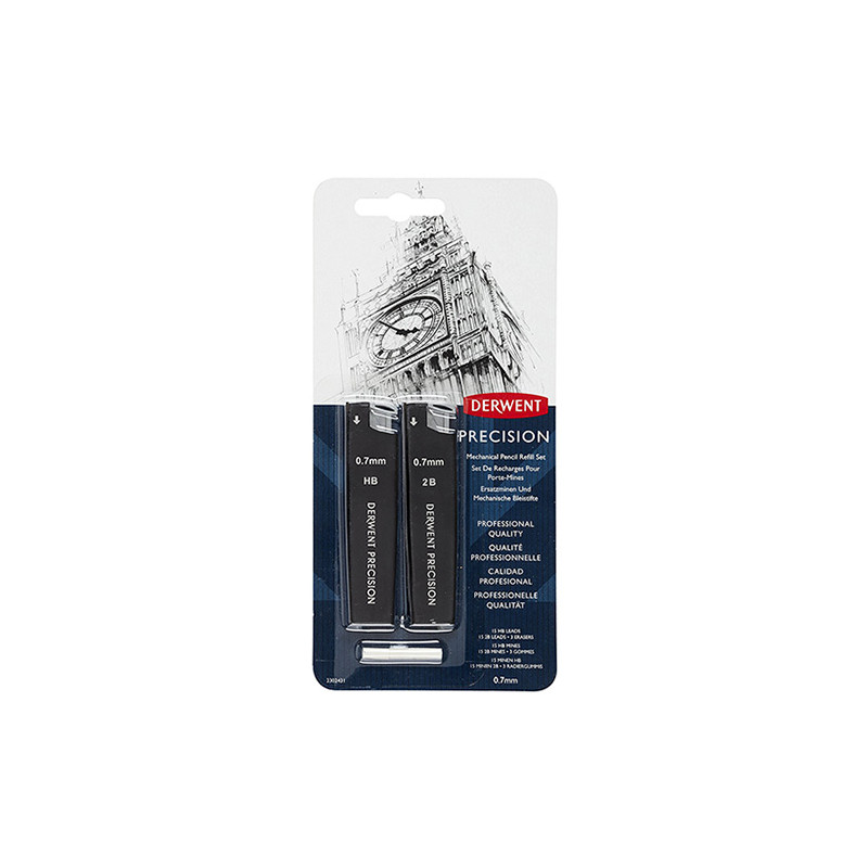 Derwent precision wkłady grafitowe 0.7mm HB, 2B + gumki - sklep plasty