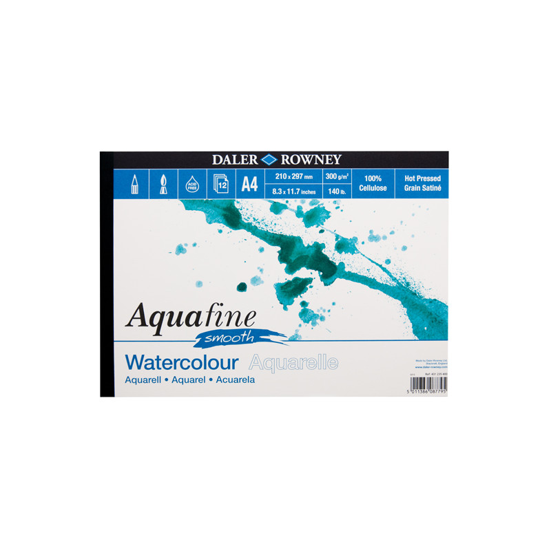 Block Daler Rowney aquafine smooth for watercolors 300g 12 sheets