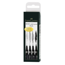 Faber-Castell pitt black zestaw 4 pisaków - sklep plastyczny - szał dl