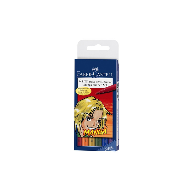 Faber-Castell pitt manga shonen zestaw 6 pisaków - sklep plastyczny -