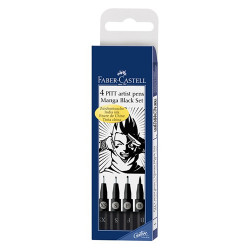 Faber-Castell pitt manga black zestaw 4 pisaków - sklep plastyczny - s