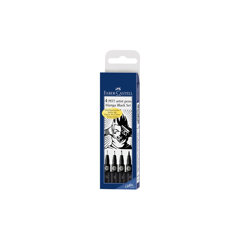 Faber-Castell pitt manga black zestaw 4 pisaków - sklep plastyczny - s