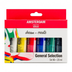 Talens amsterdam zestaw farb akrylowych 6x20ml - sklep plastyczny Szał
