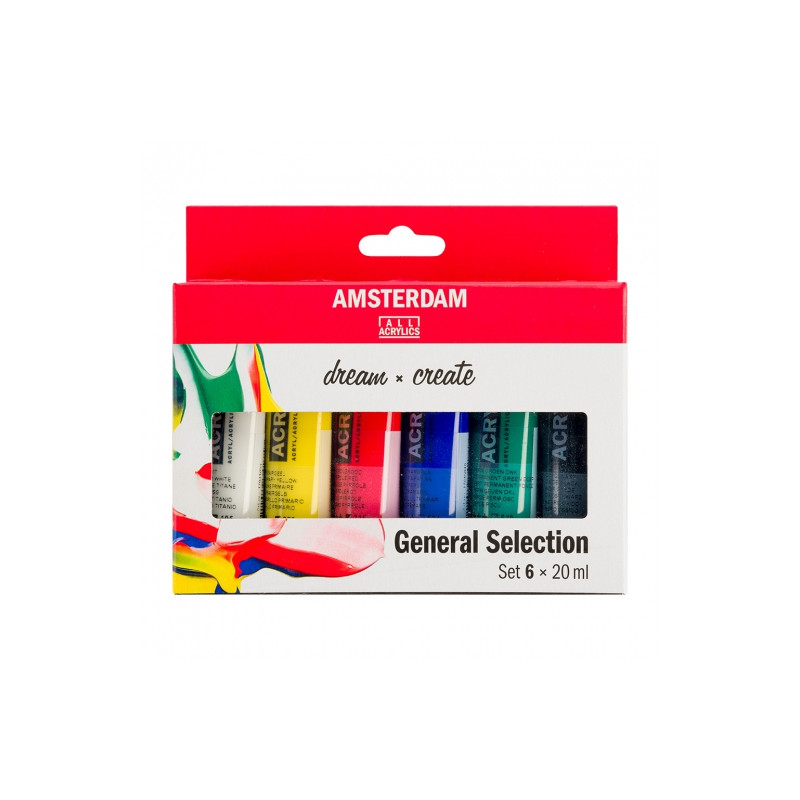 Talens amsterdam zestaw farb akrylowych 6x20ml - sklep plastyczny Szał