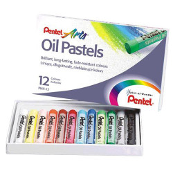 Pentel zestaw pasteli olejnych 12 kolorów - sklep plastyczny - szał dl