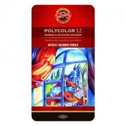 Koh-i-noor polycolor set of 12 artistic colored pencils metal pack