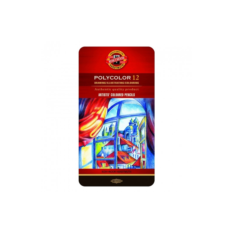Koh-i-noor polycolor set of 12 artistic colored pencils metal pack