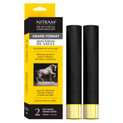 Nitram artistic charcoal natural extra soft 15cmx25mm round