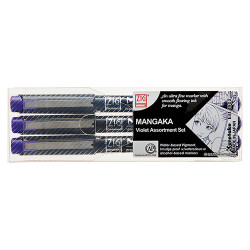 Kuretake mangaka violet zestaw 3 pisaków - sklep plastyczny - szał dla