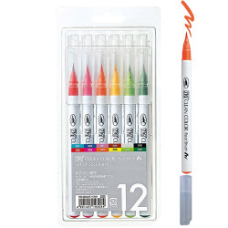 Kuretake clean color real brush zestaw 12 pisaków pędzelkowych - sklep