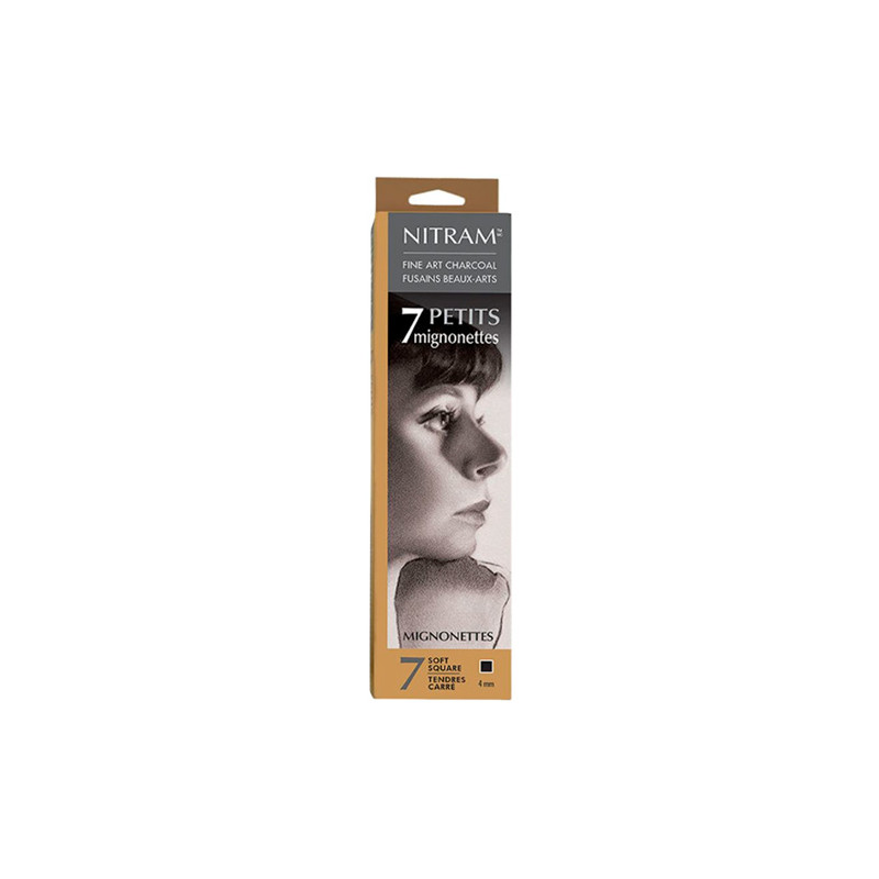 Nitram drawing charcoal natural soft 4x4mm 7pcs