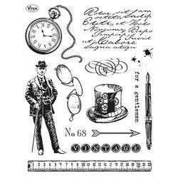 Viva Decor A5 Clear Silicone Stamps Set - 3D Gentelman - szal art - sk