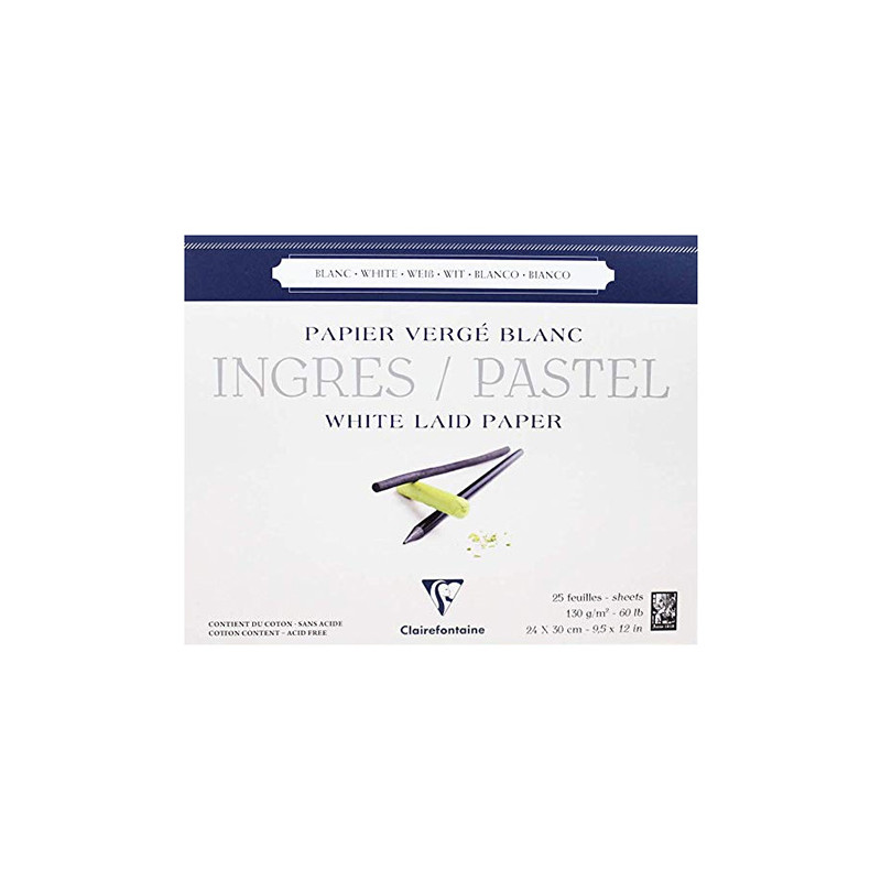 Blok Clairefontaine white ingres do pasteli biały 130g 25ark