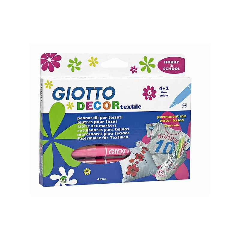Giotto decor textile flamastry do tkanin 6 sztuk - sklep plastyczny -