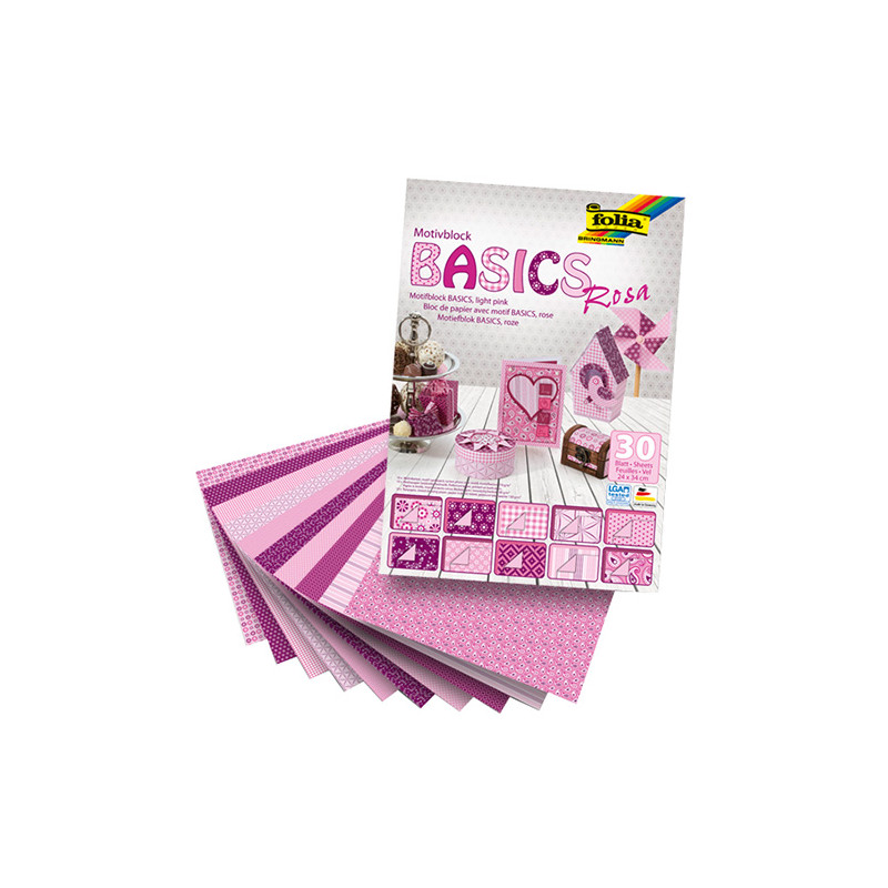 Blok z papierem do scrapbookingu 30 arkuszy - różowy - sklep plastyczn