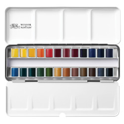 Winsor&Newton professional set of watercolors 24 semi-cubes, metal pac