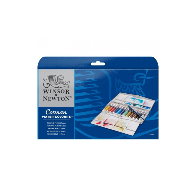 Winsor & Newton cotman painting plus a set of 12x8ml watercolors