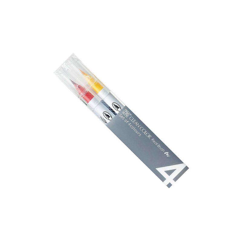Kuretake clean color real brush pure colors set of 4 markers - szal ar