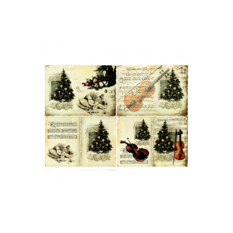 Decoupage paper A3 ITD 317 violin christmas tree