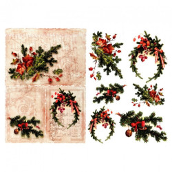A3 decoupage paper ITD 316 Christmas wreaths