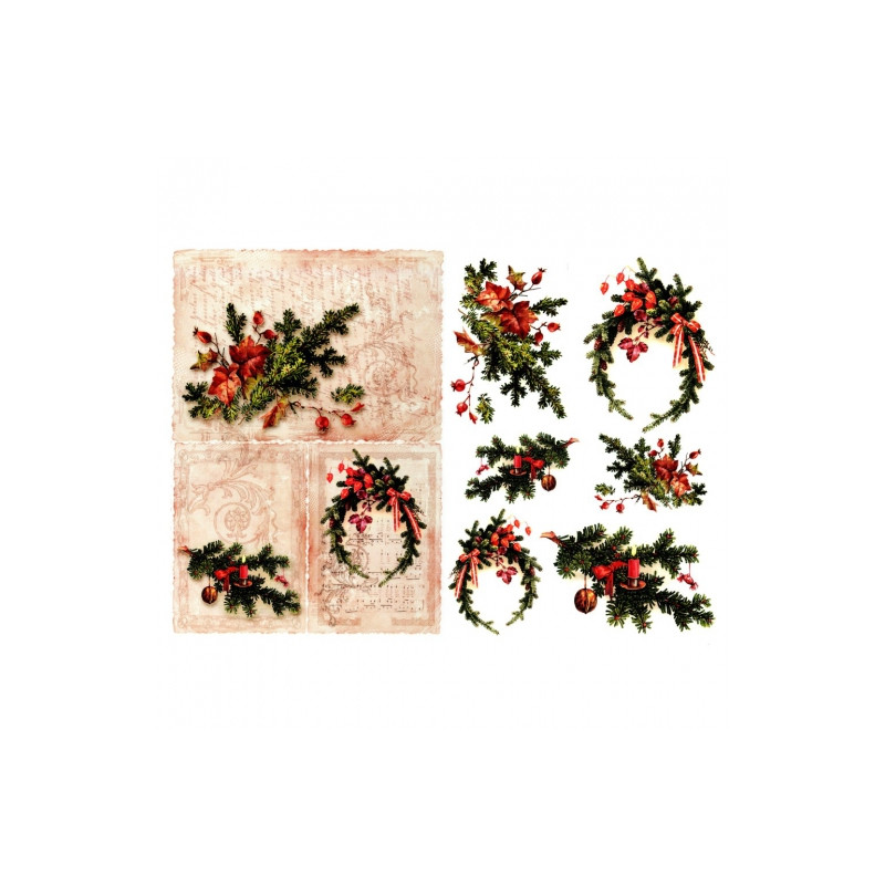 A3 decoupage paper ITD 316 Christmas wreaths