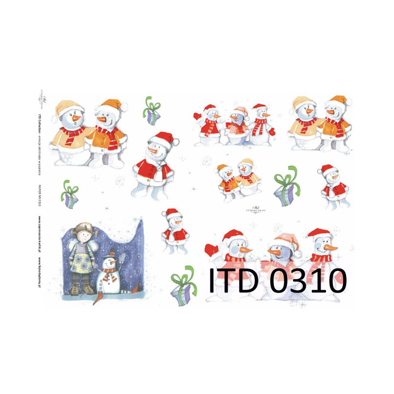 Papier do decoupage A3 ITD 310 bałwanki mikołaj - sklep plastyczny - s