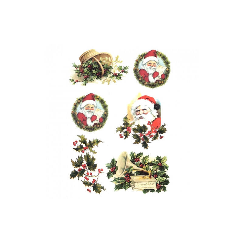 Papier ryżowy do decoupage mikołaj ostrokrzew A4 ITD R182 - Sklep plas