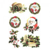 Rice decoupage paper santa holly A4 ITD R182