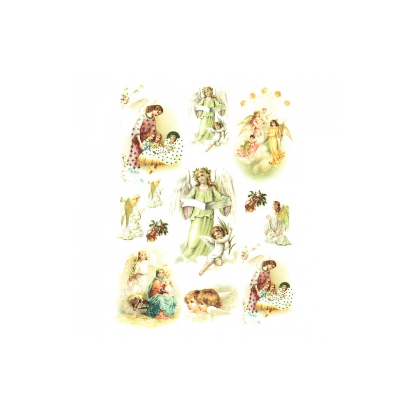 Rice decoupage paper angels A4 ITD R453