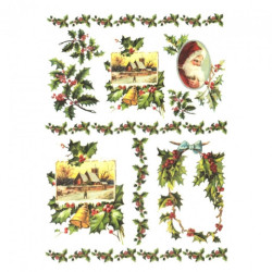 Papier ryżowy do decoupage święta ostrokrzew A4 ITD R445 - Sklep plast