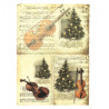Papier ryżowy do decoupage choinka skrzypce A4 ITD R188 - Sklep plasty