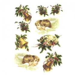 Papier ryżowy do decoupage aniołki dzwonki A4 ITD R451 - Sklep plastyc