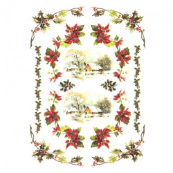Papier ryżowy do decoupage girlandy ostrokrzew A4 ITD R446 - Sklep pla