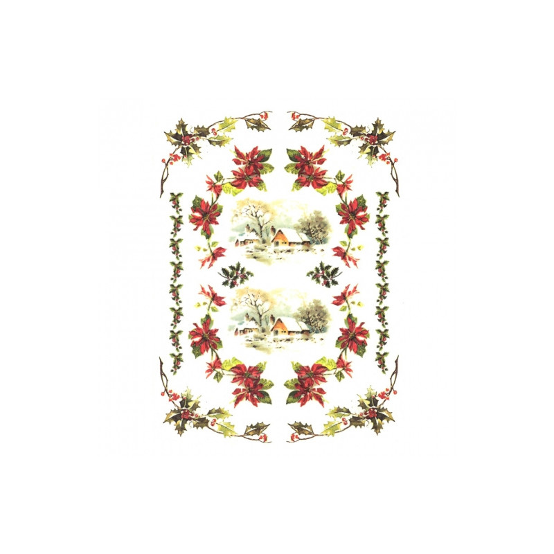 Rice decoupage paper holly garlands A4 ITD R446