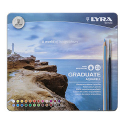Lyra graduate zestaw 24 akwarelowych kredek metalowe opakowanie - skle