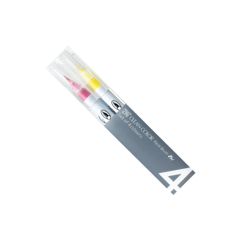 Kuretake clean color real brush pop colors set of 4 markers - szal art