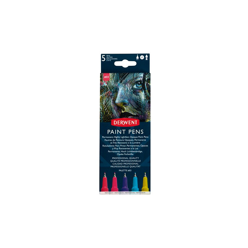 Derwent paint pen set 3 zestaw 5 pisaków - Sklep plastyczny - szał dla