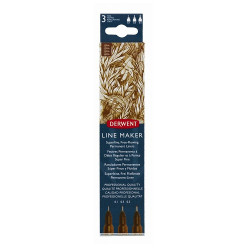 Derwent graphik line maker sepia set of 3 fineliners - szał art - skle