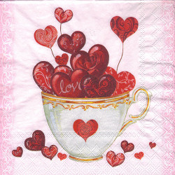 Serwetka do decoupage Ambiente 22-13309325 filiżanka serca - sklep pla