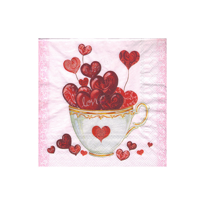 Serwetka do decoupage Ambiente 22-13309325 filiżanka serca - sklep pla